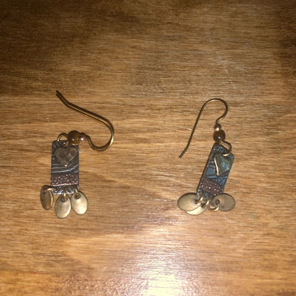 Gold and Brown Dangle Earrings